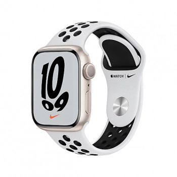 Смарт-часы Apple Watch Series 7 Nike+ 41mm Starlight Aluminium Case with Pure Platinum Black Nike Sport Band