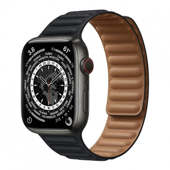 Смарт-часы Apple Watch Series 7 + LTE 45mm Space Black Titanium with Black Leather Link S/M