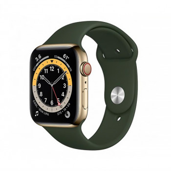 Смарт-часы Apple Watch Series 6 + LTE 40mm Gold Stainless Steel Case with Cyprus Green Sport