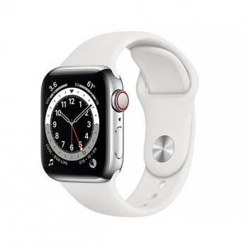 Смарт-годинник Apple Watch Series 6 + LTE 40mm Silver Stainless Steel Case with White Sport Band
