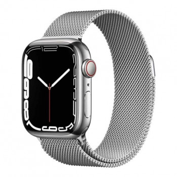 Смарт-часы Apple Watch Series 7 + LTE 45mm Silver Stainless Steel Case with Silver Milanes Loop