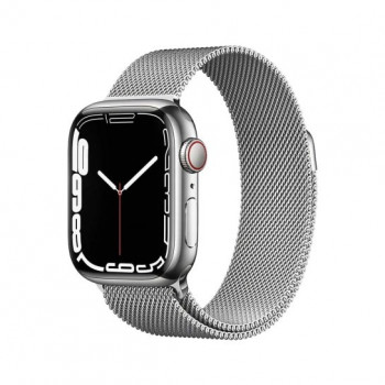 Смарт-часы Apple Watch Series 7 + LTE 41mm Silver Stainless Steel Case with Silver Milanes Loop