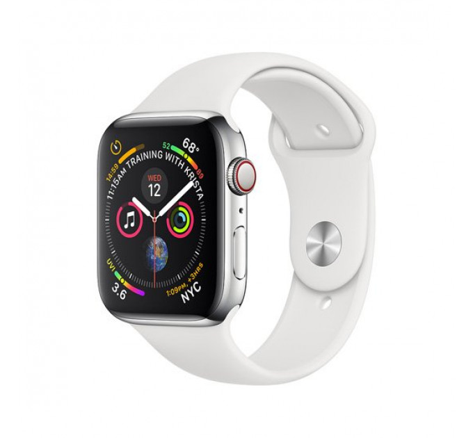 Смарт-годинник Apple Watch Series 4 + LTE 40mm Stainless Steel Case with White Sport Band