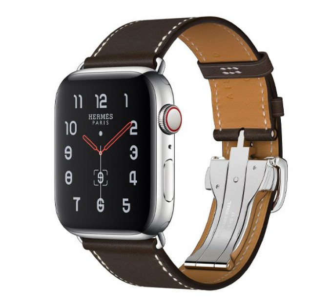 Смарт-часы Apple Watch Hermes Series 5 + LTE 44mm Stainless Steel Case with Ebene Single Buckle