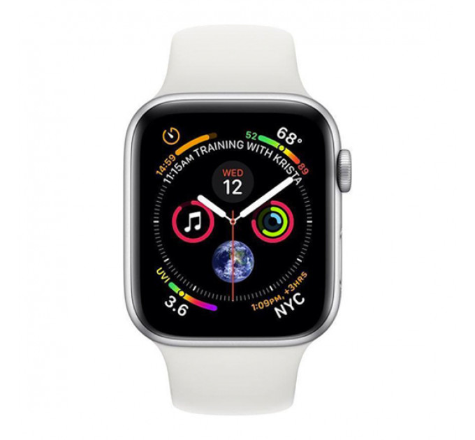 Смарт-годинник Apple Watch Series 4 + LTE 44mm Silver (Сріблястий) Aluminum Case with White Sport Band