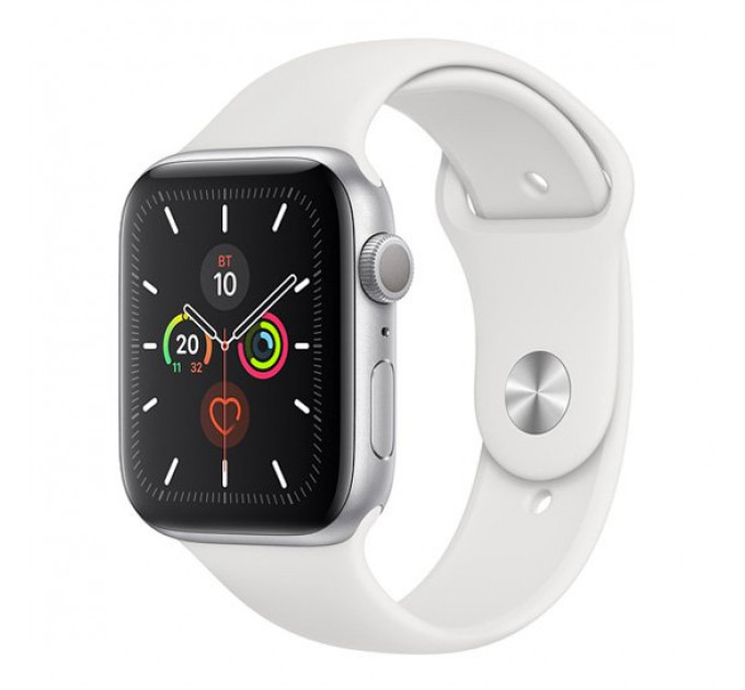 Смарт-годинник Apple Watch Series 5 44mm Silver Aluminum Case with White Sport Band