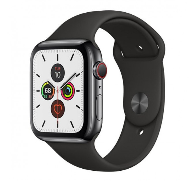 Смарт-часы Apple Watch Series 5 + LTE 44mm Space Black Stainless Steel Case with Black Sport Band
