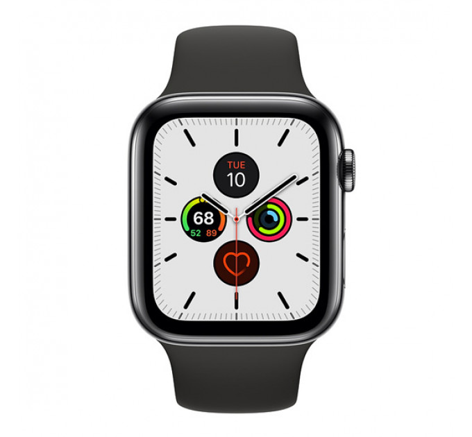 Смарт-годинник Apple Watch Series 5 + LTE 44mm Space Black Stainless Steel Case with Black Sport Band
