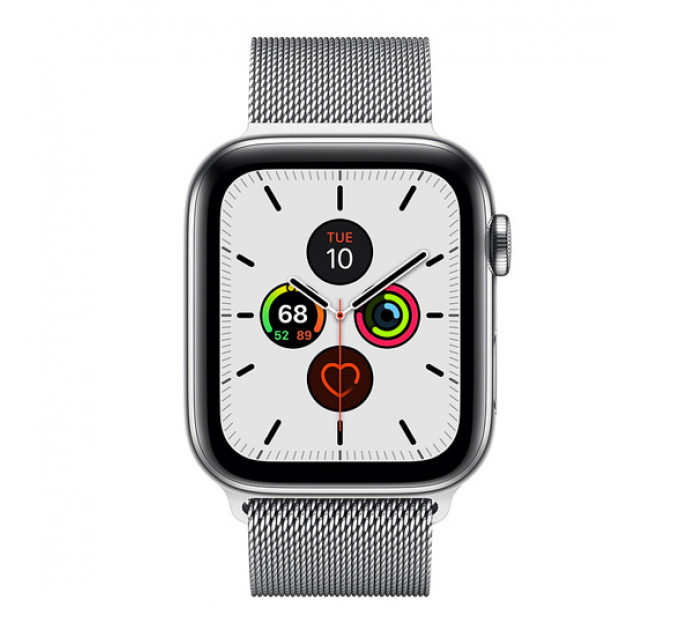 Смарт-годинник Apple Watch Series 5 + LTE 44mm Stainless Steel Case with Silver Milanese Loop