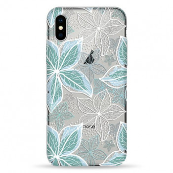 Чехол Pump Transparency Case for iPhone X/XS Blue Flowers #