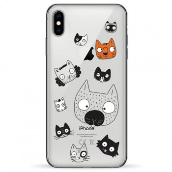 Чехол Pump Transparency Case for iPhone XS Max Cats Faces #