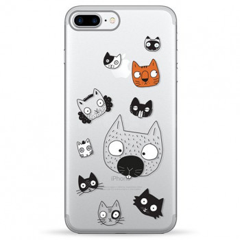 Чехол Pump Transparency Case for iPhone 8 Plus/7 Plus Cats Faces #