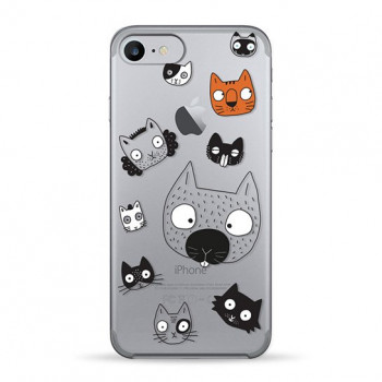 Чохол Pump Transparency Case for iPhone 8/7 Cats Faces #