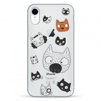 Чехол Pump Transparency Case for iPhone XR Cats Faces #