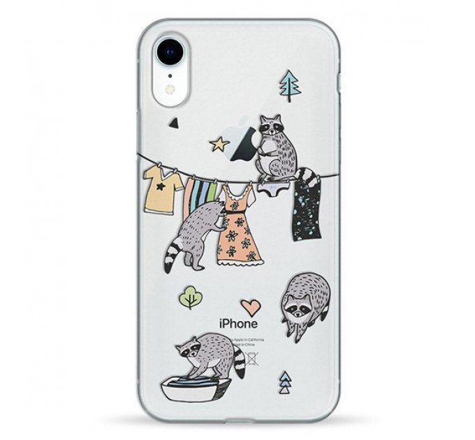 Чохол Pump Transparency Case for iPhone XR Raccoon Family #