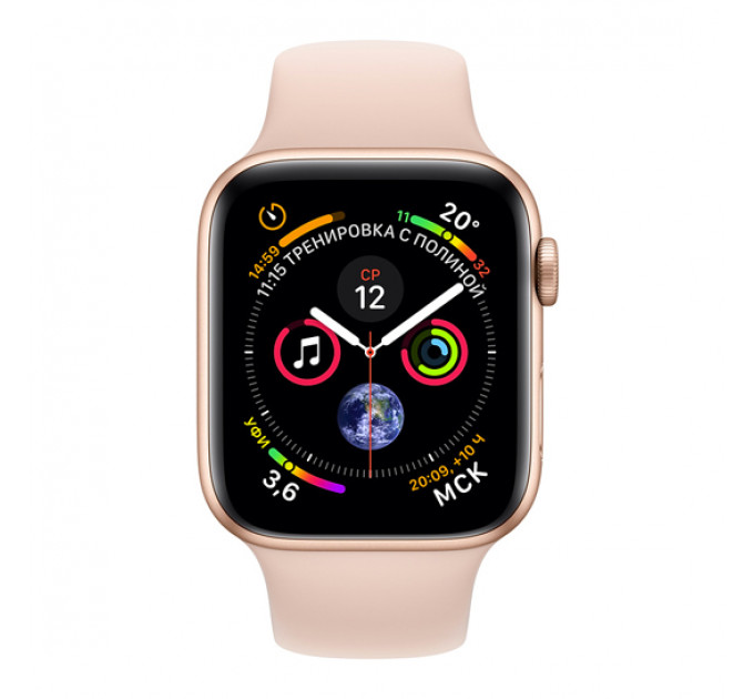 Смарт-годинник Apple Watch Series 4 44mm Gold (Золотий) Aluminum Case with Pink Sand Sport Band
