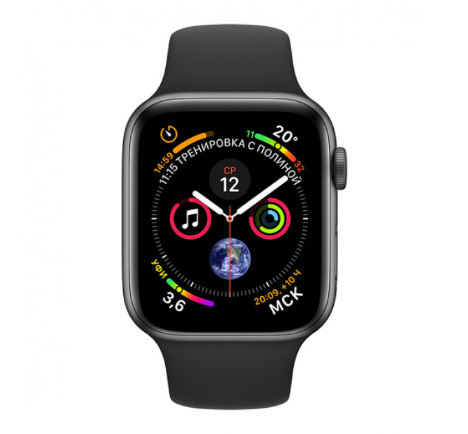 Смарт-часы Apple Watch Series 4 44mm Space Gray (Темно-серый) Aluminum Case with Black Sport Band