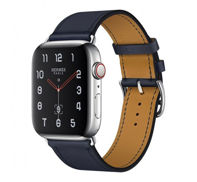 Смарт-годинник Apple Watch Hermes Series 4 + LTE 44mm Stainless Steel Case with Bleu Indigo Swift Leather Single Tour