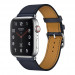 Смарт-часы Apple Watch Hermes Series 4 + LTE 44mm Stainless Steel Case with Bleu Indigo Swift Leather Single Tour