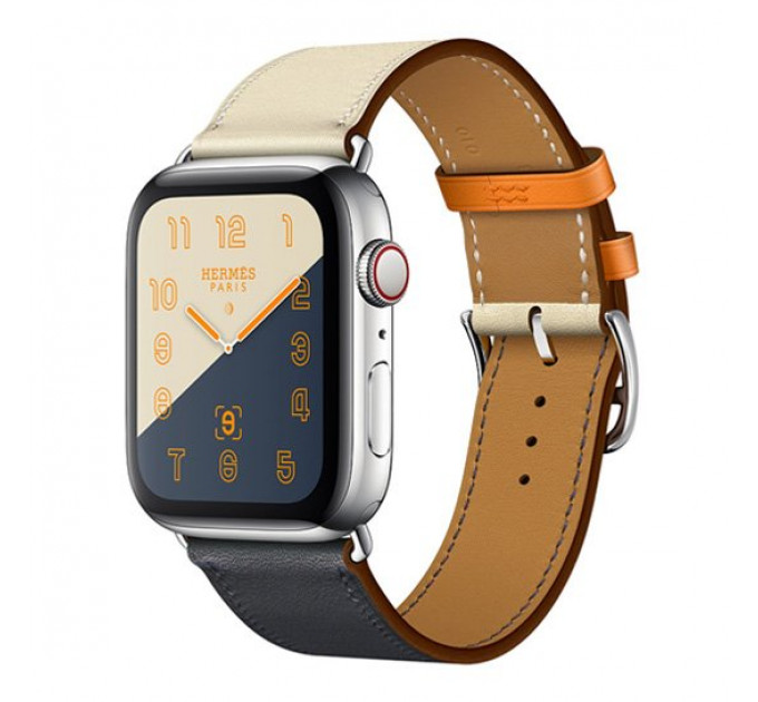 Смарт-часы Apple Watch Hermes Series 4 + LTE 44mm Stainless Steel Case with Indigo/Craie/Orange Swift Leather Single Tour